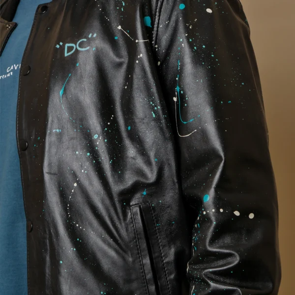 Bomber Leather Jacket "Splashed" - Image 2