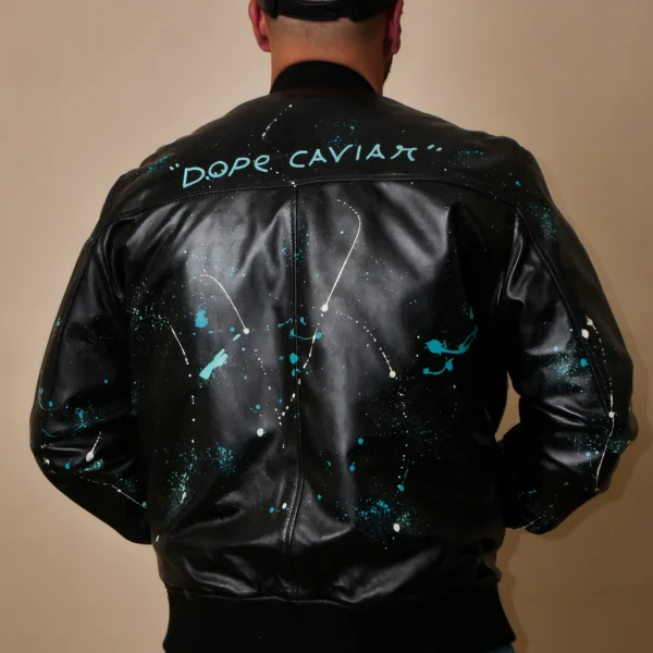 Bomber Leather Jacket "Splashed" - Image 3