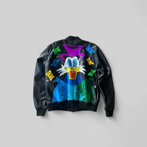 Bomber Leather Jacket - Rich Mcduck Hand Painted