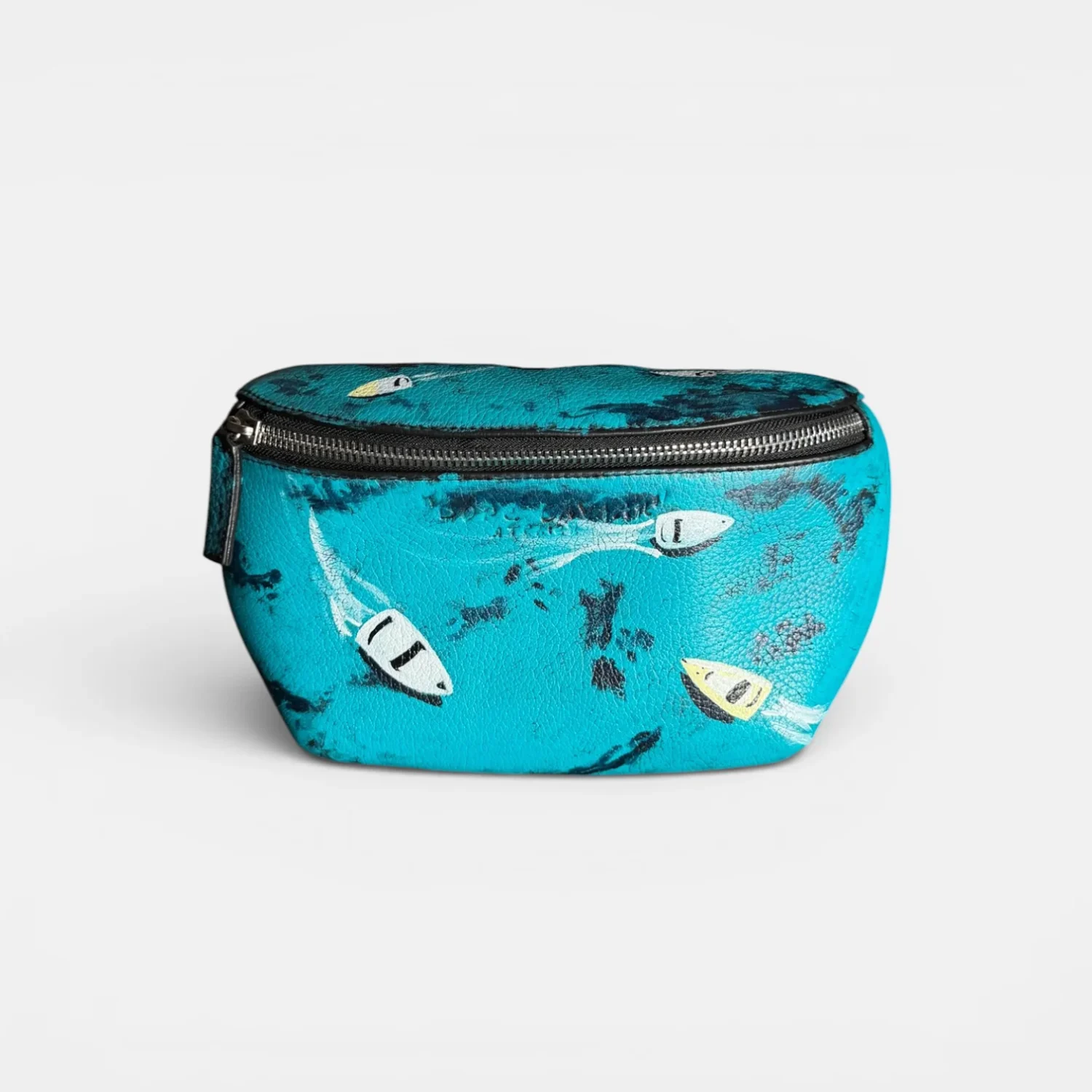 Crossbody bag - Hand Painted Cap Turquoise