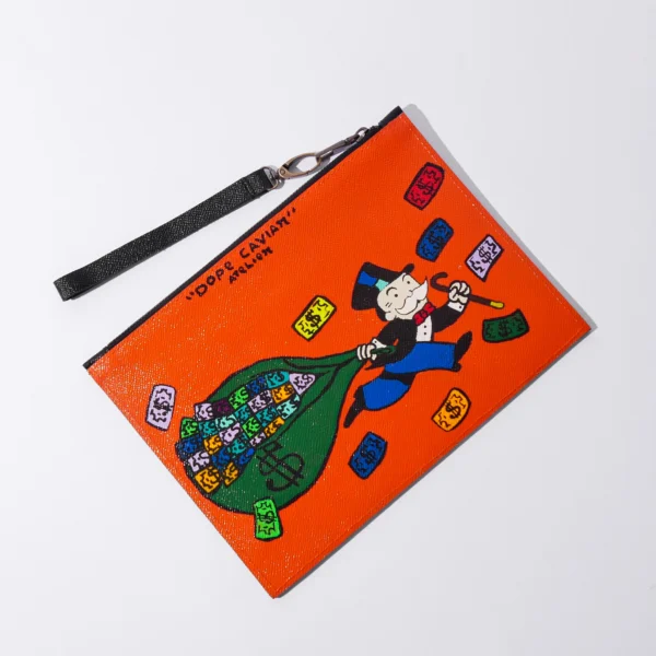 Saffiano Leather Pouch Hand Painted Monopoly & Pablo - Image 3