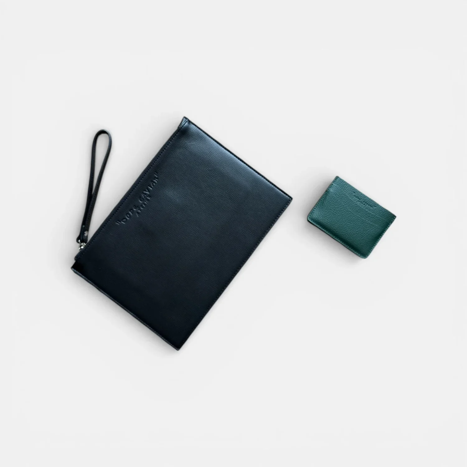 Pouch To Go Black + Cardholder Emerald Green