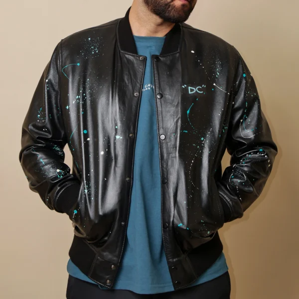 Bomber Leather Jacket "Splashed"