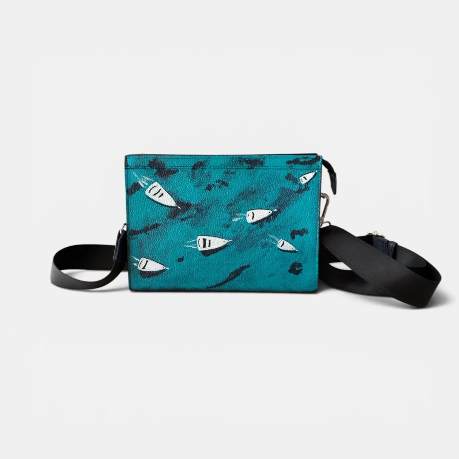Sling bag Petrol Blue – Hand painted Turquoise Marina